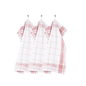 Set 3 prosoape de bucatarie, bumbac, 50x70 cm, "Pharao", Pink - Tiseco