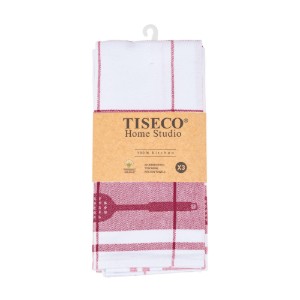 Set 3 prosoape de bucatarie, bumbac, 50x70 cm, "Pharao", Red - Tiseco