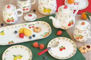Platou servire, design embosat, portelan, 34 x 15 cm, "Fancy Fruit" - Easy Life