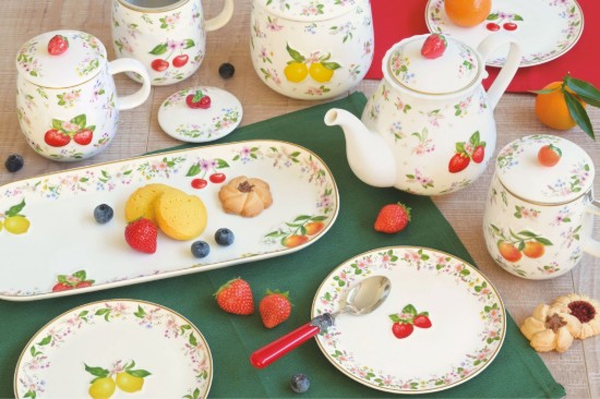 Platou servire, design embosat, portelan, 34 x 15 cm, "Fancy Fruit" - Easy Life