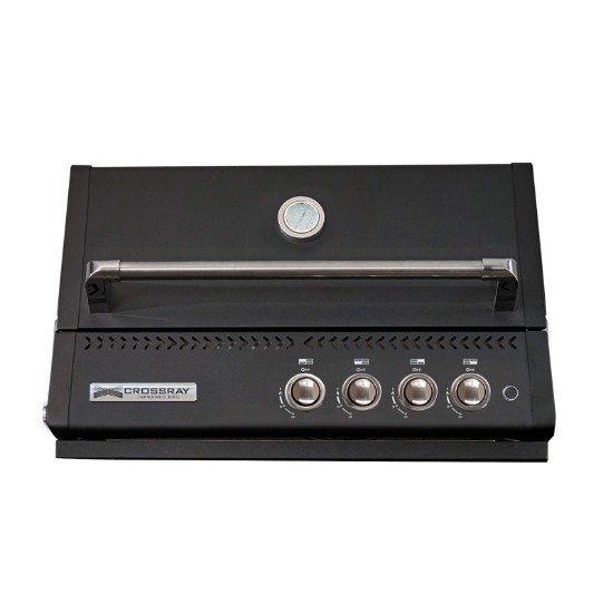 Gratar pe gaz cu 4 arzatoare infrarosu, incastrabil, gratare din fonta, negru, Crossray by Heatstrip TCX4FL(B)30