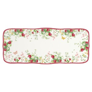 Platou servire, portelan, 36 x 15 cm, "Jardin des Fraises" - Easy Life