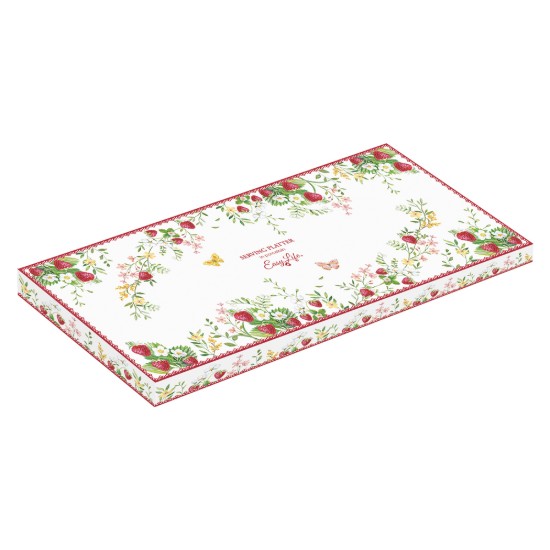 Platou servire, portelan, 36 x 15 cm, "Jardin des Fraises" - Easy Life