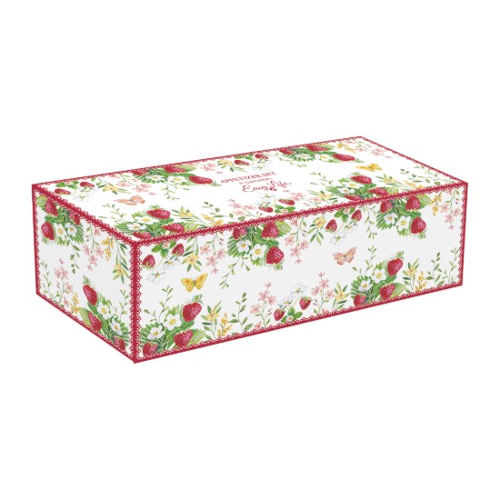Set 3 boluri aperitive, forma capsuna, din portelan, cu tava din bambus, "Jardin des Fraises" - Easy Life