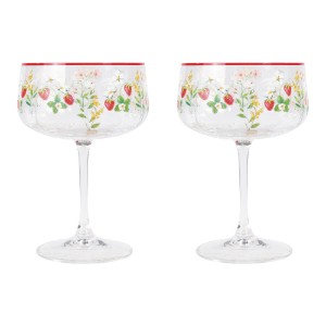 Set 2 pahare sampanie, 250ml, sticla, "Jardin des Fraises" - Easy Life