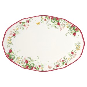 Platou servire, portelan, 36 x 25 cm, "Jardin des Fraises" - Easy Life