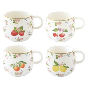 Cana portelan, 400ml, model embosat, "Fancy Fruit" - Easy Life