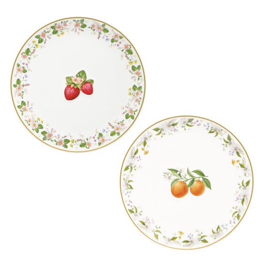 Set 2 farfurii, portelan, cu model embosat, 16cm, "Fancy Fruit" - Easy Life