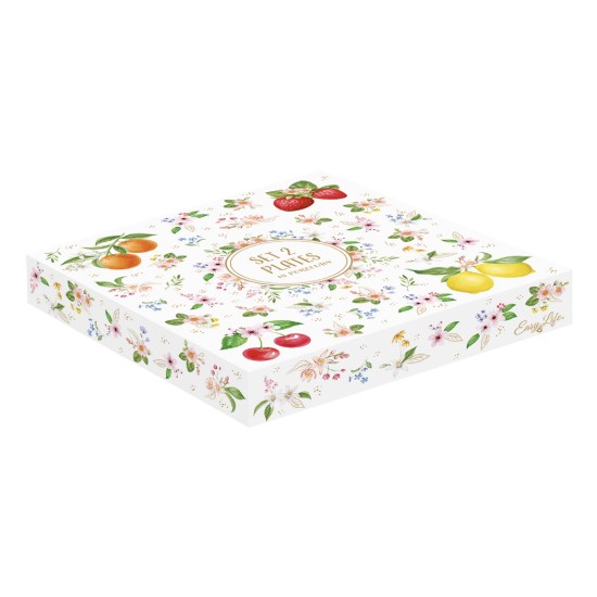 Set 2 farfurii, portelan, cu model embosat, 16cm, "Fancy Fruit" - Easy Life