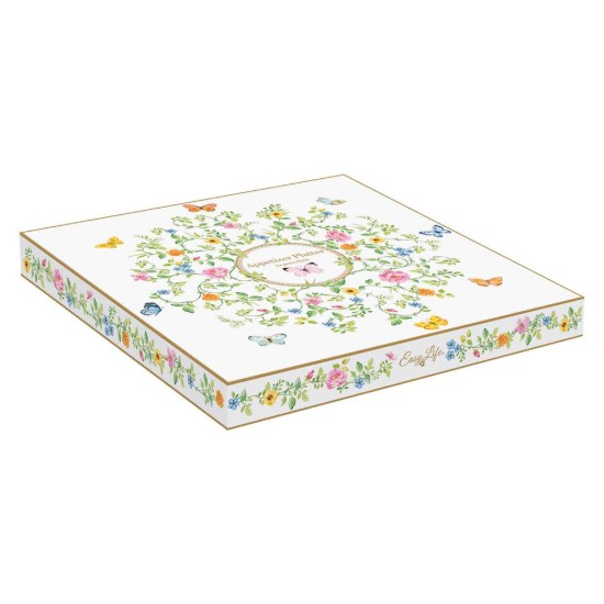 Platou servire aperitive, cu 5 compartimente, portelan, 25,5 cm, "Dancing Butterflies" - Easy Life