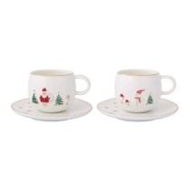 Set 2 cesti cafea cu farfurioara, portelan, 120ml, "Let it Snow" - Easy Life