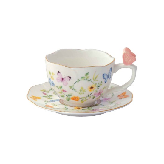 Set 2 cesti cafea cu farfurioara, portelan, 120ml, "Dancing Butterflies" - Easy Life