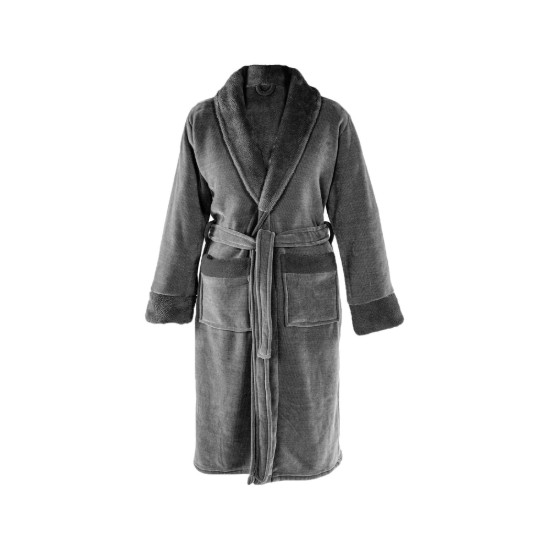 Halat baie unisex, chenille, L120cm L/XL "Rocher", Grey -Tiseco