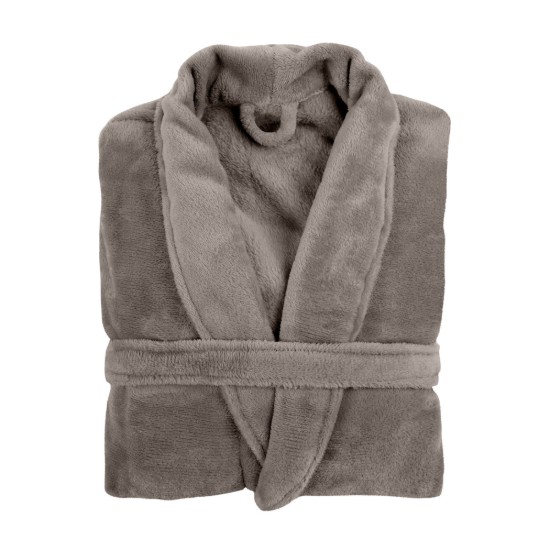 Halat de baie unisex, microflanel, S/M,"Cosy", Taupe - Tiseco
