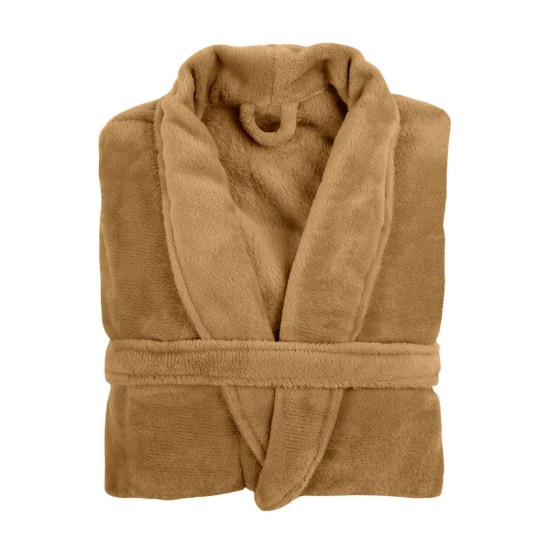 Halat de baie unisex, microflanel, S/M,"Cosy", Indian Tan - Tiseco