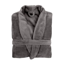 Halat de baie unisex, microflanel, S/M, "Cosy", Grey - Tiseco