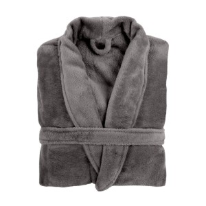 Halat de baie unisex, microflanel, S/M, "Cosy", Grey - Tiseco