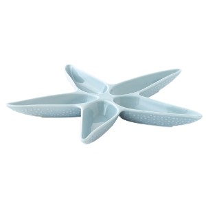 Platou aperitiv, forma stea de mare, portelan, 37 x 33 cm, "Coquillages Azur" - Easy Life