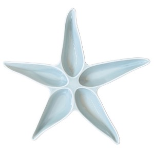 Platou aperitiv, forma stea de mare, portelan, 37 x 33 cm, "Coquillages Azur" - Easy Life