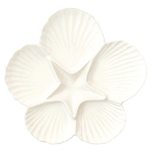 Platou servire aperitive, cu 6 compartimente, portelan, 32,5 cm, "Coquillages White" - Easy Life