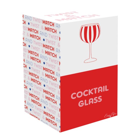 Pahar gin, pictat manual, sticla, 500ml, "Twist&Match", Red - Easy Life