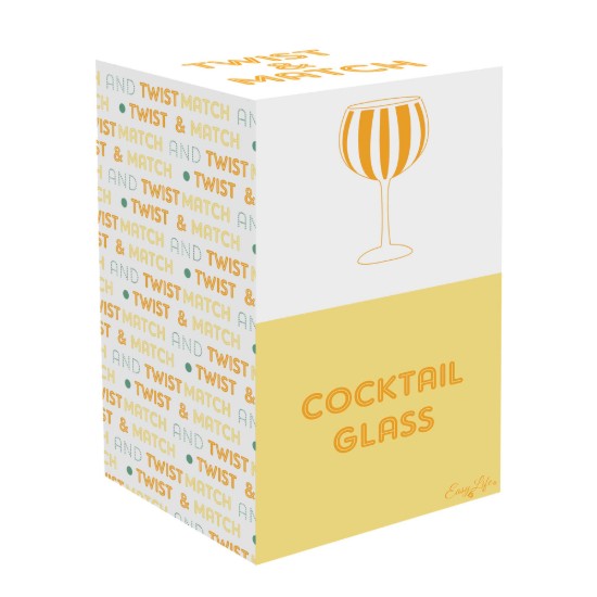 Pahar gin, pictat manual, sticla, 500ml, "Twist&Match", Yellow - Easy Life