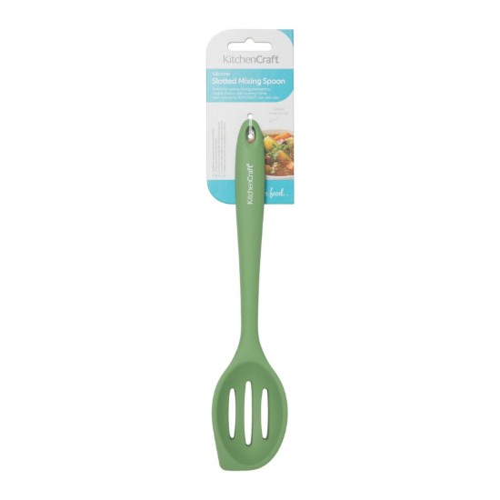 Lingura cu fante, silicon, 27 cm, Verde - Kitchen Craft