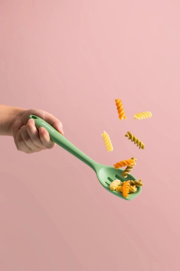 Lingura cu fante, silicon, 27 cm, Verde - Kitchen Craft
