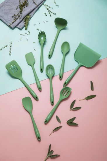 Lingura cu fante, silicon, 27 cm, Verde - Kitchen Craft