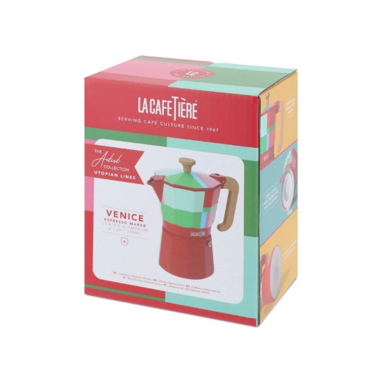 Espressor aluminiu, 290 ml, "Venice Utopian Lines", Rosu - La Cafetiere