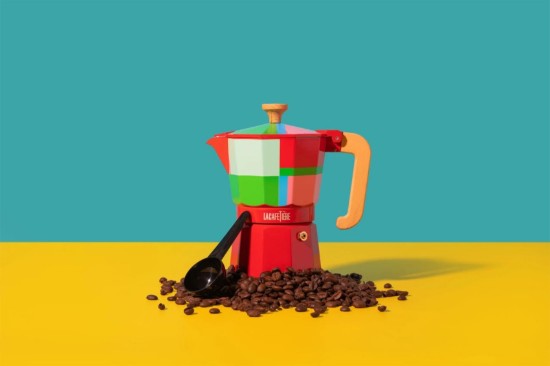 Espressor aluminiu, 290 ml, "Venice Utopian Lines", Rosu - La Cafetiere