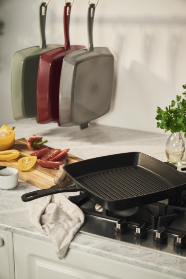 Tigaie grill patrata, fonta, 30cm, Black - Staub