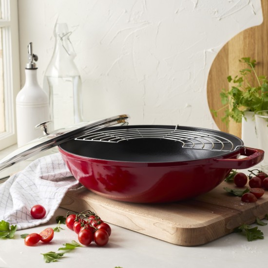 Tigaie wok, fonta, 30cm, Cherry - Staub