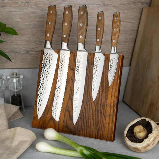 Suport magnetic pentru 5 cutite, lemn, "Rockingham Forge" - Grunwerg