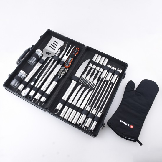 Set 25 piese pentru gratar, inox  - Zokura