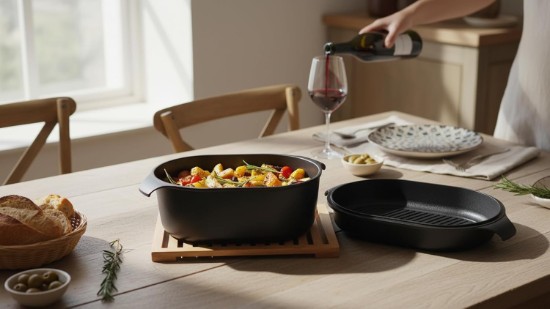Capac cu suprafata grill pentru tava friptura, aluminiu, 32 x 22 cm - AMT Gastroguss