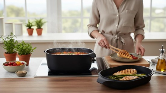 Capac cu suprafata grill pentru tava friptura, aluminiu, 32 x 22 cm - AMT Gastroguss
