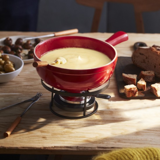 Set Fondue, ceramica, 24 cm/2,4L, Burgundy - Emile Henry