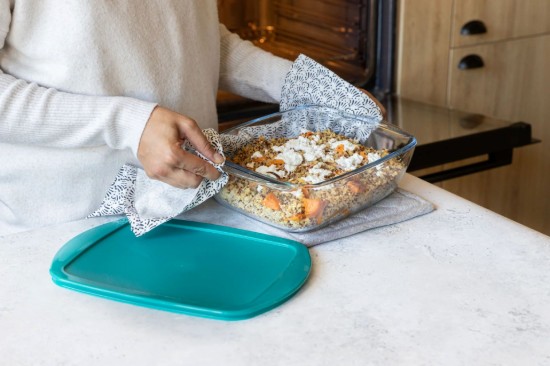 Caserola dreptunghiulara, cu capac, sticla termorezistenta, 28x20cm/2,5L, "Cook&Store", Blue - Pyrex