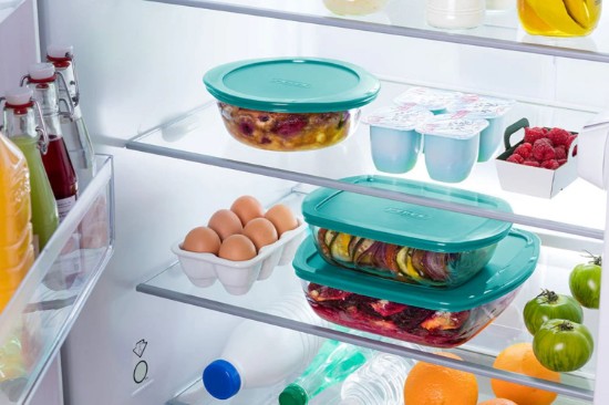 Caserola rotunda, cu capac, sticla termorezistenta, 23cm/2,3L, "Cook&Store", Blue - Pyrex