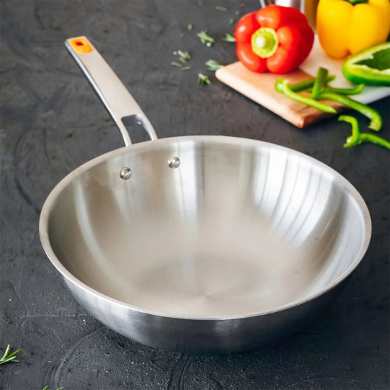 Tigaie wok, 3-Ply, inox, 28 cm, "Efficient Inox" - BRA