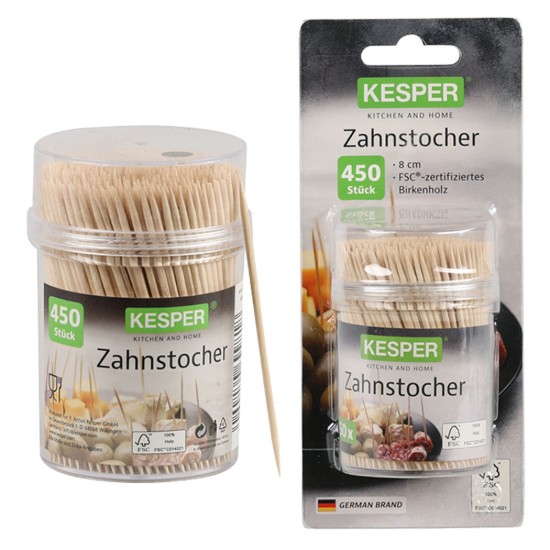 Scobitori, lemn de mesteacan, 450 buc. - Kesper