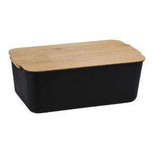 Cutie pentru paine cu tocator, plastic, 33 x 19,5 x 12,5 cm, Negru - Kesper