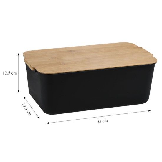 Cutie pentru paine cu tocator, plastic, 33 x 19,5 x 12,5 cm, Negru - Kesper