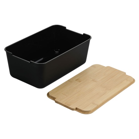 Cutie pentru paine cu tocator, plastic, 33 x 19,5 x 12,5 cm, Negru - Kesper
