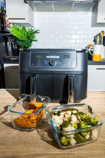 Vas pentru airfryer, cu maner detasabil, sticla termorezistenta, 20x18cm/2L - Pyrex