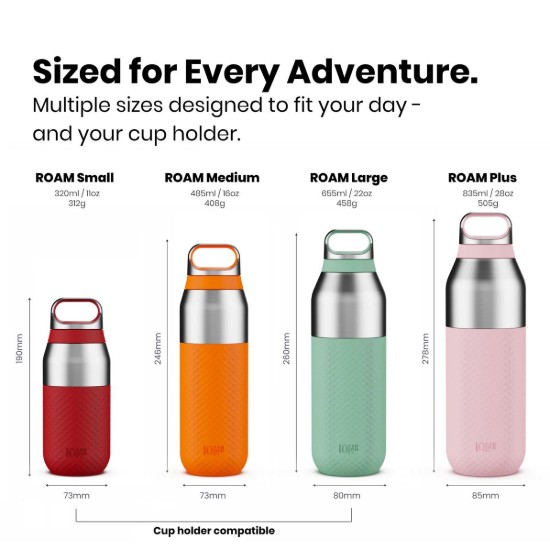 Sticla apa ROAM, inox, 485ml, Red Fire - Ion8