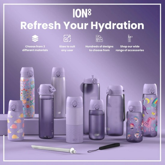 Sticla apa pentru copii, inox, 400ml, Periwinkle, Unicorns - Ion8