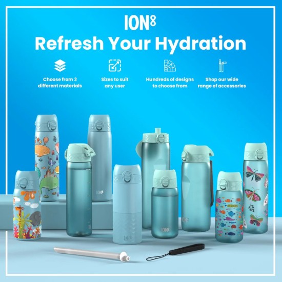 Sticla apa pentru copii Slim, recyclon, 500ml, Blue Unicorns - Ion8