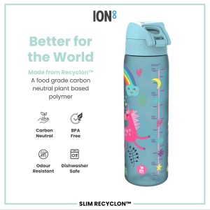 Sticla apa pentru copii Slim, recyclon, 500ml, Blue Unicorns - Ion8